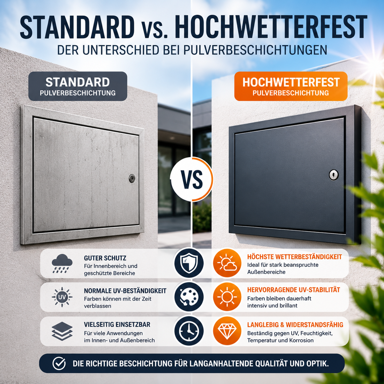 Unterschied zwischen Standard-Pulverbeschichtung und hochwetterfester Beschichtung