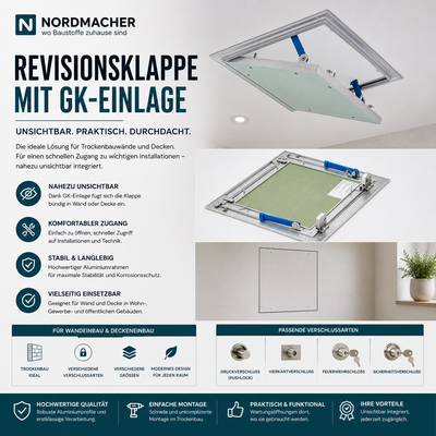 Revisionsklappe mit GK-Einlage – Die nahezu unsichtbare Wartungsöffnung für Trockenbau