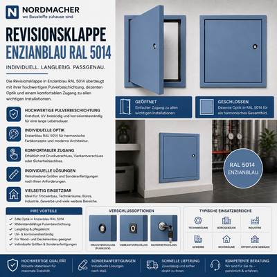 Revisionsklappe Enzianblau RAL 5014 – Individuelle Farbgestaltung mit langlebiger Pulverbeschichtung