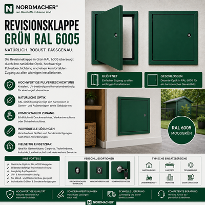 Revisionsklappe Grün RAL 6005 – Natürliche Optik mit langlebiger Pulverbeschichtung