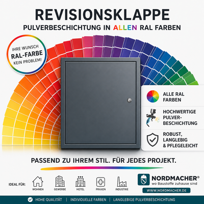 Farbige Revisionsklappen nach RAL-Farben – Individuelle Lösungen für Wand und Decke