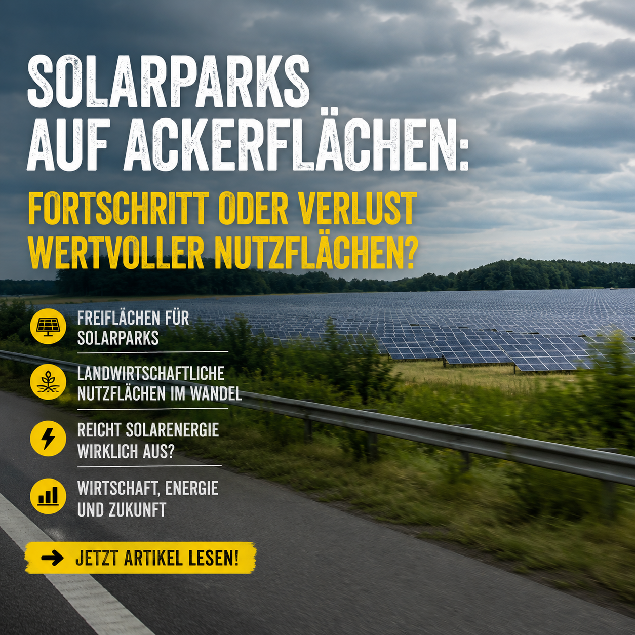 Solarpark auf landwirtschaftlicher Fläche im Spannungsfeld zwischen Energieerzeugung und Flächennutzung