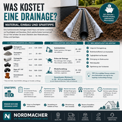 Was kostet eine Drainage? Material, Einbau und Spartipps