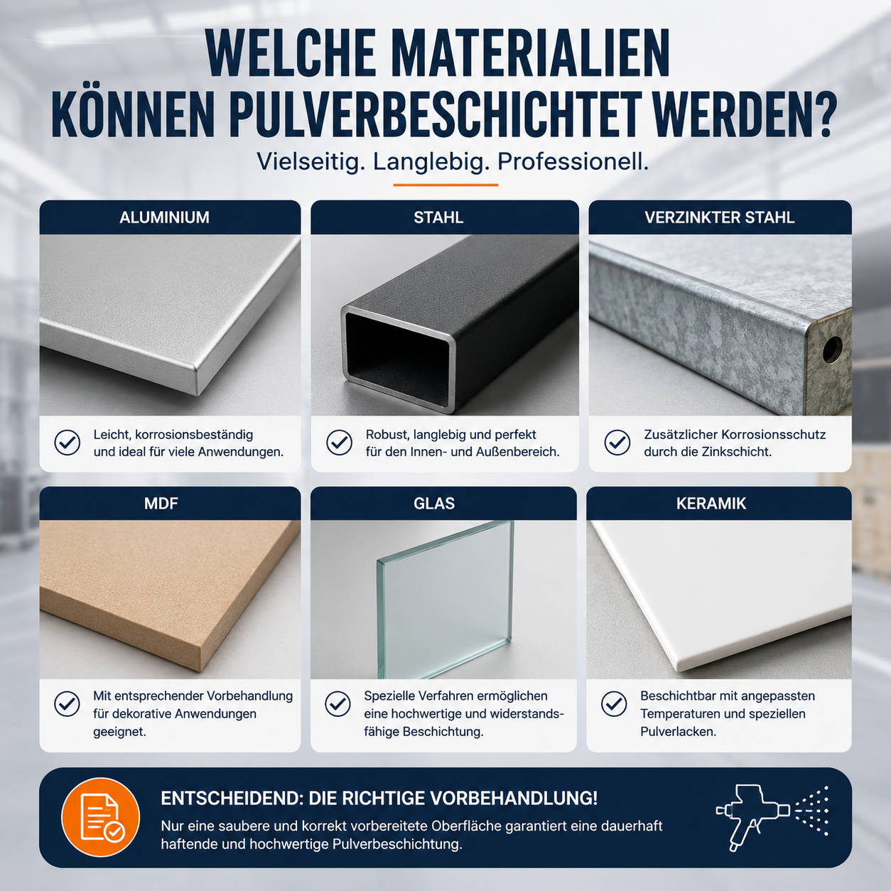 Welche Materialien können pulverbeschichtet werden?