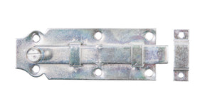 Türriegel gerade mit Schlaufe 120 mm gelb verzinkt – Knopfgriff, Plattenbreite 44 mm, 1 Stück
