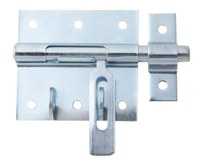 Bolzen-Schlossriegel Gesamtlänge 100 mm blau verzinkt – Platte 70 x 67 mm, flacher Griff, 1 Stück