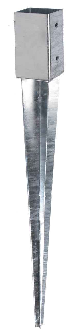 Einschlag-Bodenhülse für Vierkantholzpfosten 61 x 61 mm (750 mm lang) feuerverzinkt – zum Einschlagen, 1 Stück