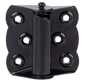 Scharnier selbstschließend 70 x 65 mm schwarz beschichtet – Tiefe 22 mm, 1 mm stark, 6 Löcher, 1 Stück