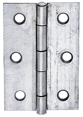 Scharnier halbbreit 63 x 43 mm Edelstahl – mit vernietetem Edelstahlstift, 1,25 mm stark, 6 Löcher, 1 Stück