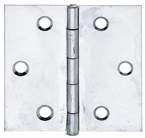 Scharnier quadratisch 51 x 51 mm Edelstahl – mit vernietetem Edelstahlstift, 0,75 mm stark, 6 Löcher, 1 Stück