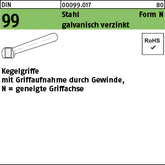 DIN 99 Stahl N 80 galvanisch verzinkt geneigt mit Gewinde - Kegelgriffe