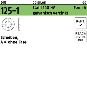 DIN 125 Stahl HV A 2, 2 galvanisch verzinkt - Scheiben
