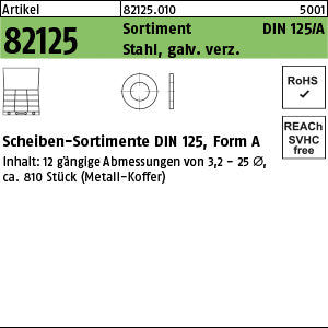 DIN 125 Sortiment Scheiben Stahl galvanisch verzinkt - Sortimente Scheiben (Sortiment)