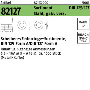 DIN 125/127 Sortiment Stahl Scheiben und Federringe galvanisch verzinkt - Sortimente Scheiben (Sortiment)