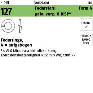 DIN 127 Federstahl A 3 galvanisch verzinkt DiSP (Dickschichtpass.) gal Zink-Dispersion - Federringe