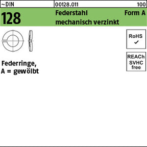 DIN 128 Federstahl A 2, 5 mechanisch verzinkt mech Zn - Federringe