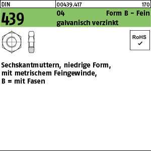 DIN 439 04 BM galvanisch verzinkt - Sechskantmuttern