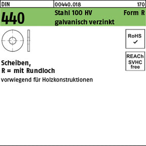 DIN 440 Stahl R 5, 5 galvanisch verzinkt - Scheiben