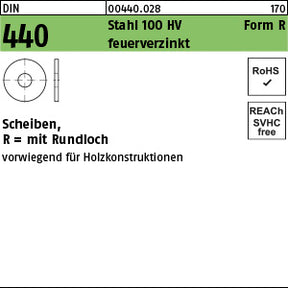 DIN 440 Stahl R 6, 6 feuerverzinkt - Scheiben