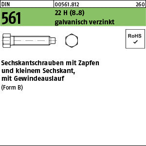 DIN 561 22H / 8.8 BM galvanisch verzinkt A2F - Sechskantschrauben