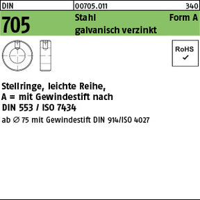 DIN 705 Stahl A4 galvanisch verzinkt - Stellringe