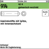 DIN 914 45 H galvanisch verzinkt - Gewindestifte