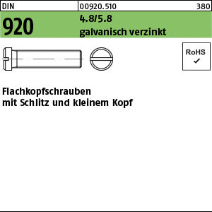 DIN 920 4.8/5.8 galvanisch verzinkt - Flakoschr. mit Schlitz