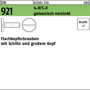 DIN 921 4.8/5.8 galvanisch verzinkt - Flachkopfschrauben