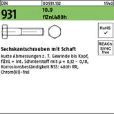 DIN 931 10.9 Zinklamelle L/nc/x/x/480h/C Zinklamelle - Sechskantschrauben