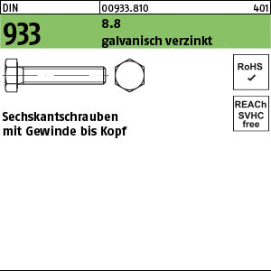 DIN 933 8.8 galvanisch verzinkt - Sechskantschrauben