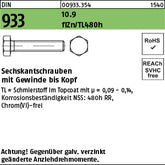 DIN 933 10.9 Zinklamelle - Sechskantschrauben