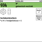 DIN 934 6-8 galvanisch verzinkt - Sechskantmuttern