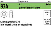 DIN 934 8 galvanisch verzinkt - Sechskantmuttern