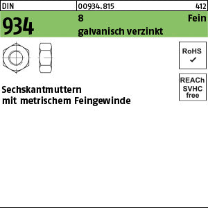 DIN 934 8 galvanisch verzinkt - Sechskantmuttern