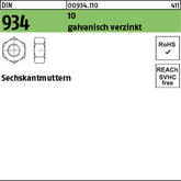 DIN 934 10 galvanisch verzinkt - Sechskantmuttern