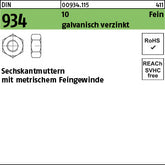 DIN 934 10 galvanisch verzinkt - Sechskantmuttern [050]