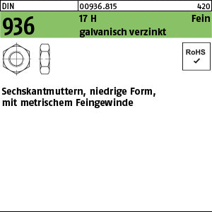 DIN 936 17 H galvanisch verzinkt - Sechskantmuttern [050]
