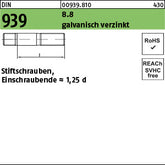 DIN 939 8.8 galvanisch verzinkt - Stiftschrauben