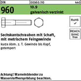 DIN 960 10.9 x 45 galvanisch verzinkt A2F, getempert - Sechskantschrauben