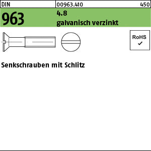 DIN 963 4.8 galvanisch verzinkt - Senkschrauben