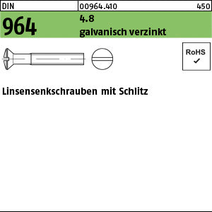 DIN 964 4.8 galvanisch verzinkt - Linsen-Senkschrauben