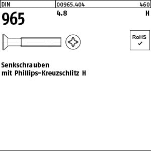 DIN 965 4.8 Phillips/Kreuzschlitz - Senkschrauben