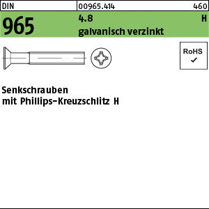 DIN 965 4.8 Phillips/Kreuzschlitz galvanisch verzinkt - Senkschrauben