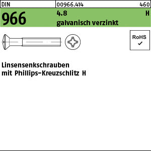 DIN 966 4.8 Phillips/Kreuzschlitz galvanisch verzinkt - Linsensenkschrauben