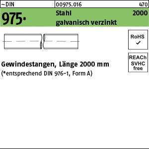 DIN 975 Stahl galvanisch verzinkt - Gewindestangen [060] - Länge 1,60 m
