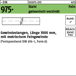 DIN 975 Stahl galvanisch verzinkt - Gewindestangen [050] - Länge 1,00 m