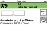 DIN 975 8.8 galvanisch verzinkt - Gewindestangen - Länge 1,00 m