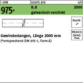 DIN 975 8.8 galvanisch verzinkt - Gewindestangen [060] - Länge 1,60 m