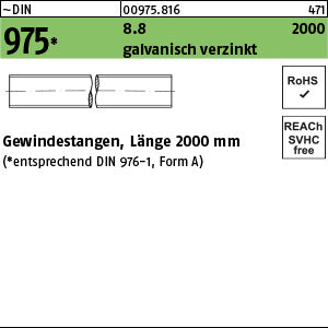 DIN 975 8.8 galvanisch verzinkt - Gewindestangen [060] - Länge 1,60 m