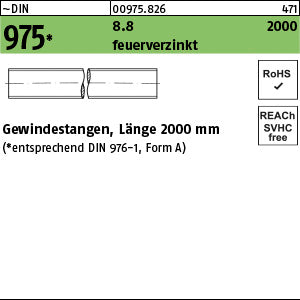 DIN 975 8.8 U feuerverzinkt Gewindetoleranz 6h feuerverzinkt - Gewindestangen [040] - Länge 1,60 m
